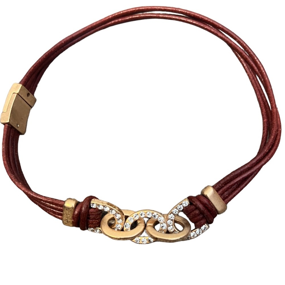 Saachi‎ Women's Multi Strand Faux Leather Brown Cord Necklace